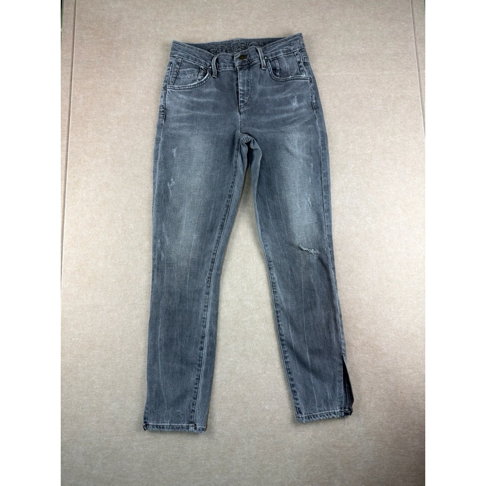 Goldsign Jeans Womens Size 25 Gray Ankle Side Slit Mid Rise Made‎ in USA